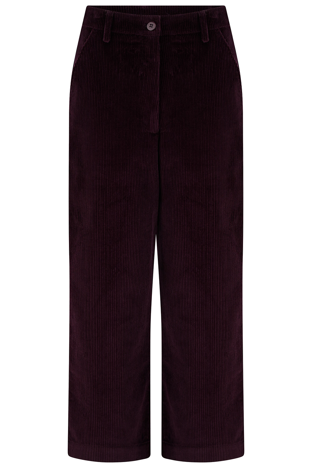 Lindley Cord Cropped Trousers -Dark Plum