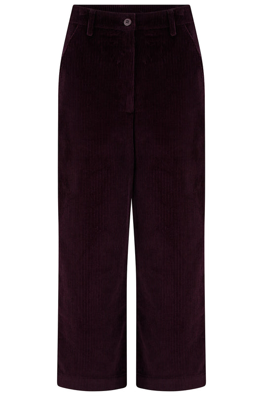 Lindley Cord Cropped Trousers -Dark Plum