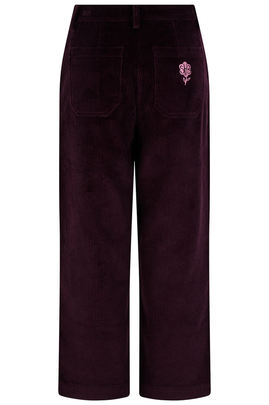 Lindley Cord Cropped Trousers -Dark Plum