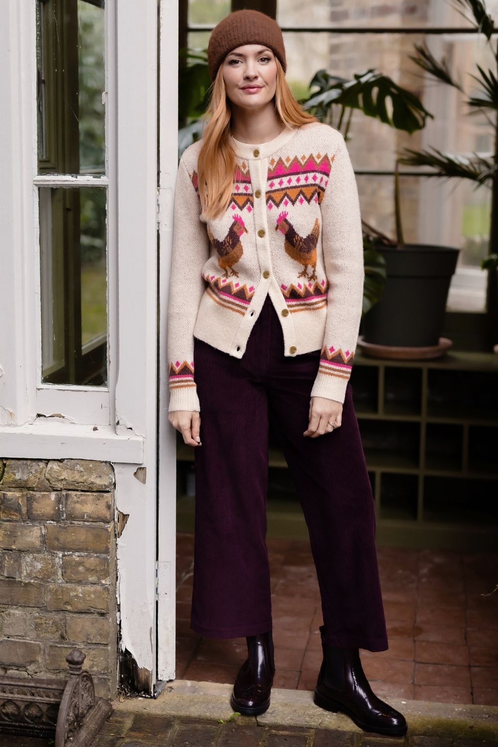 Lindley Cord Cropped Trousers -Dark Plum