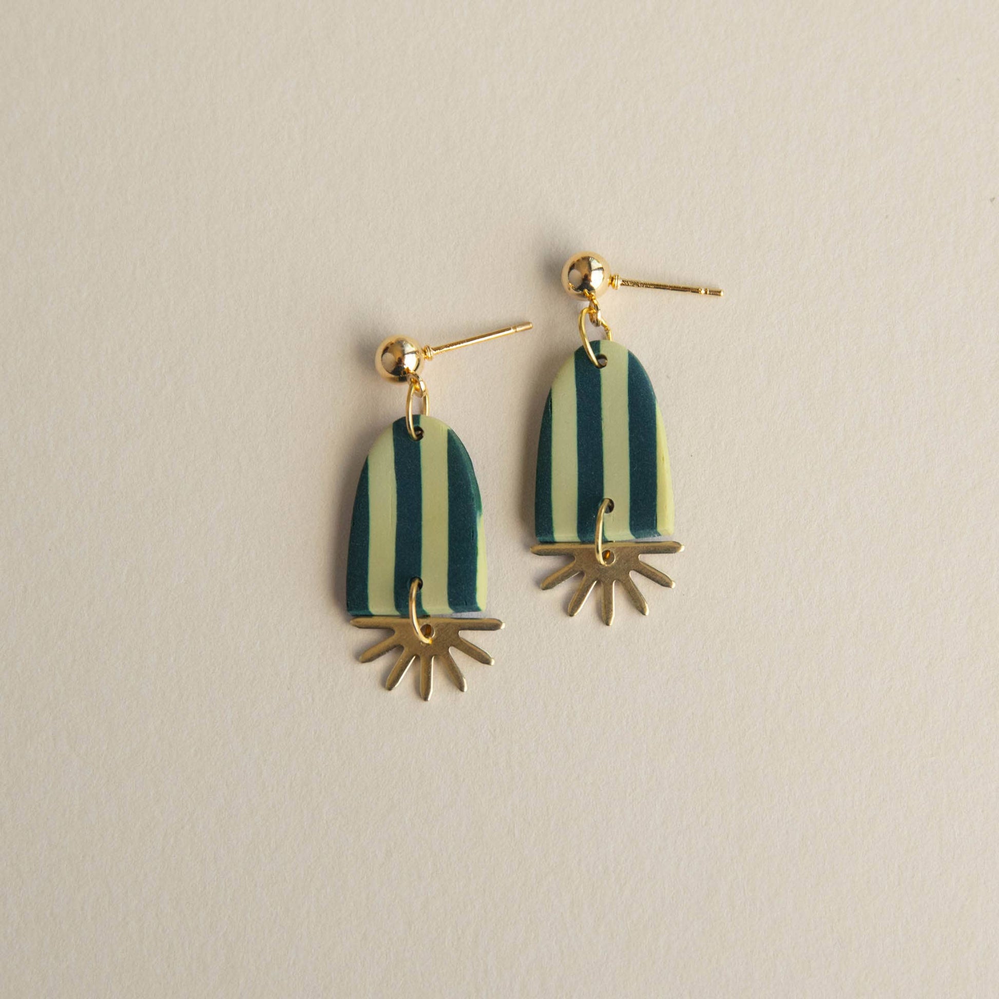 Sunny Stripe Drop Earrings Apple Green