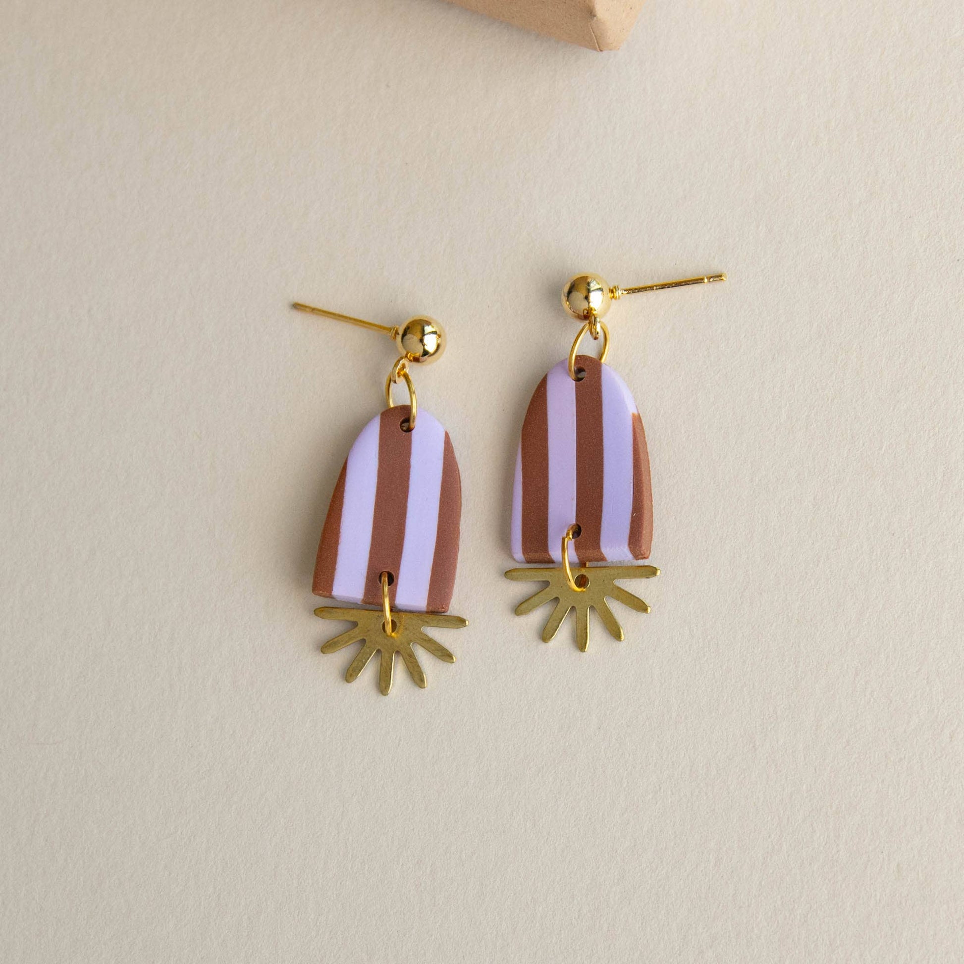Sunny Stripe Drop Earrings Lilac