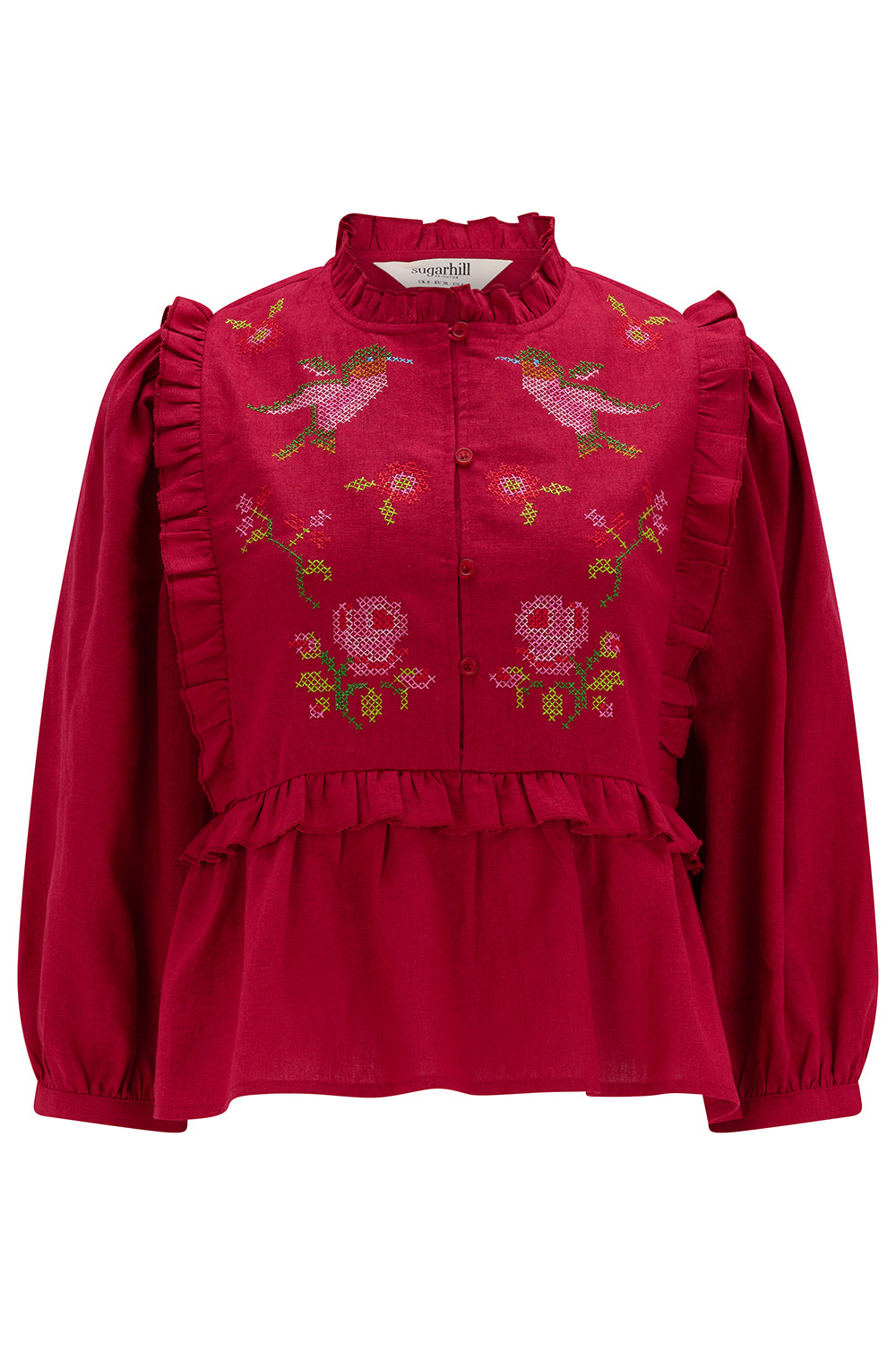 Wilhelmina Frill Blouse - Scarlett, hummingbird