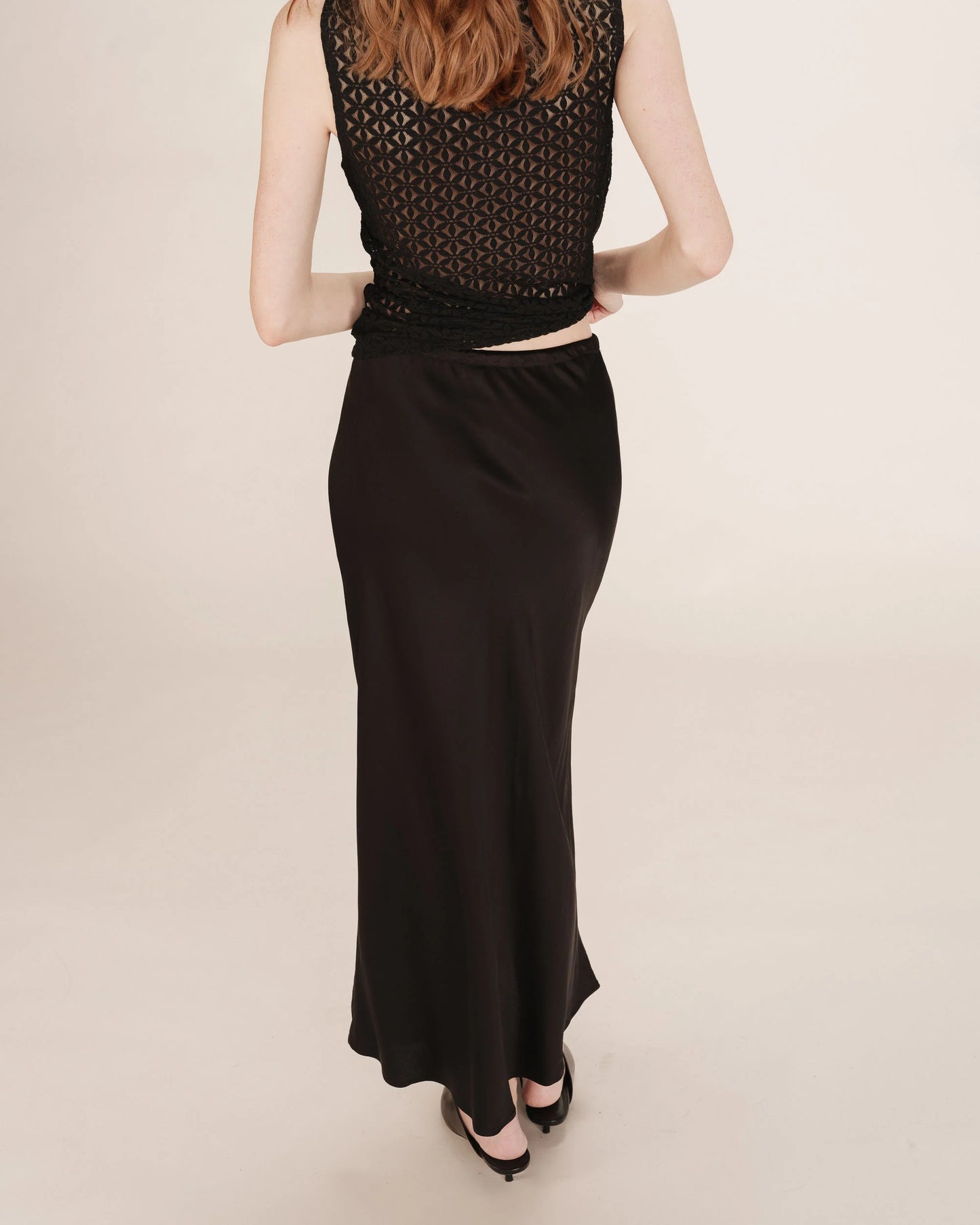 TALMAS Satin Skirt - Black