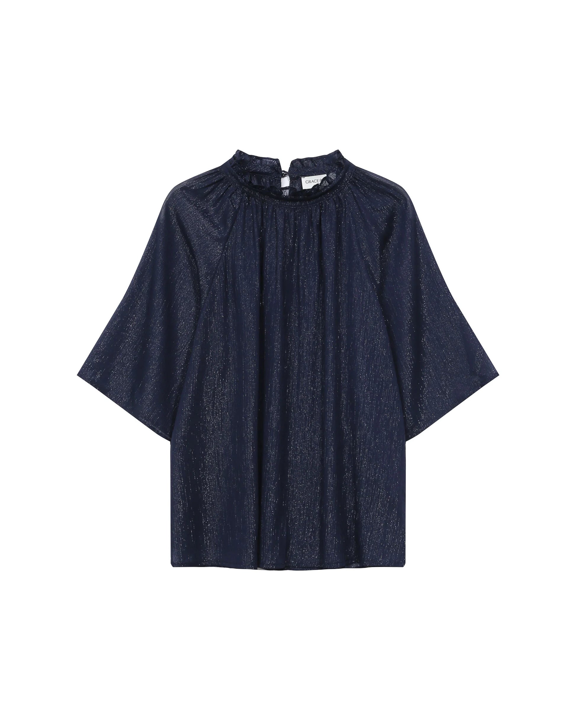 Navy blue blouse on a white background