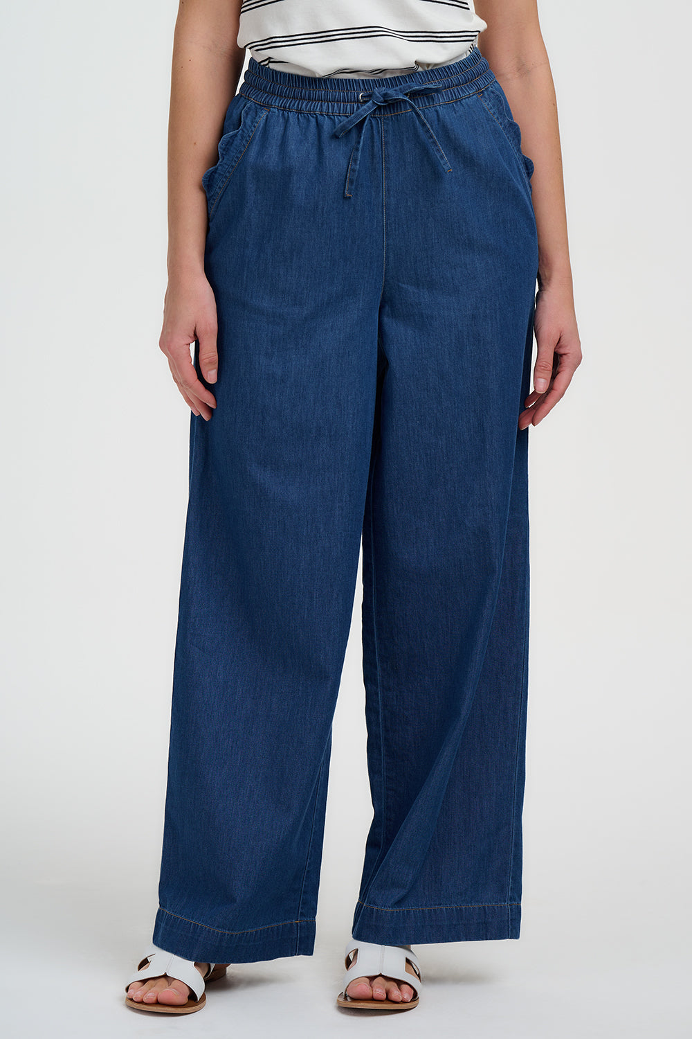 Megan Scallop trousers - deep blue denim