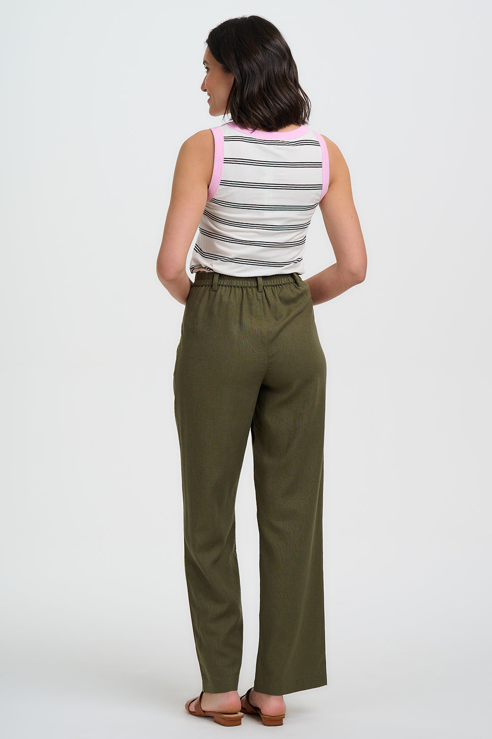 Lois Wide Leg Trousers- Olive