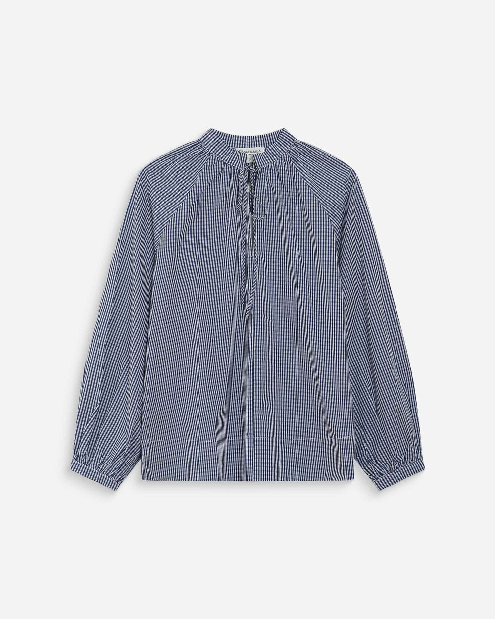 Blue checkered blouse on a white background
