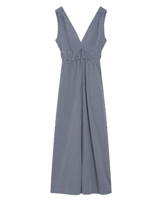 Blue checkered dress on a white background