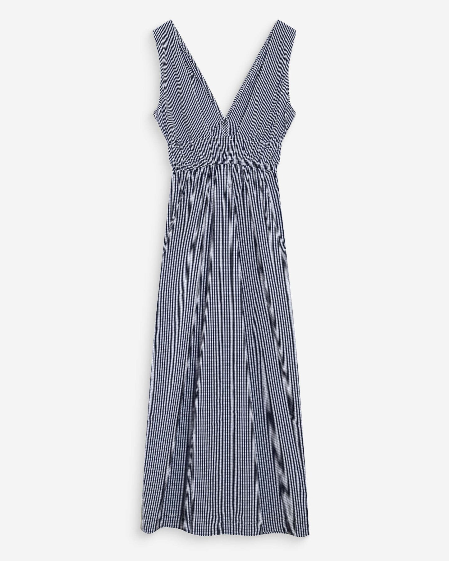 Blue and white checkered dress on a white background