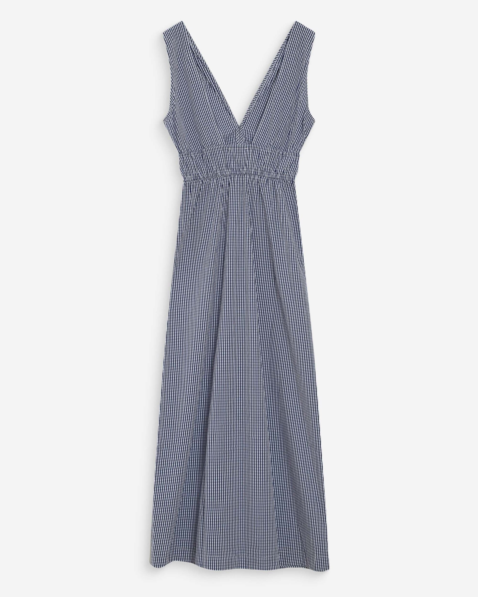 Blue and white checkered dress on a white background