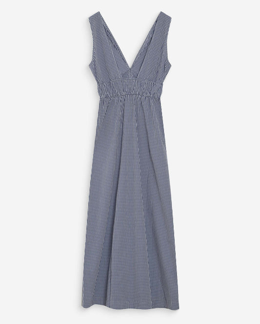 Blue and white checkered dress on a white background