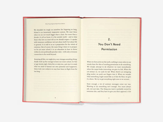 Open book with text on a white background