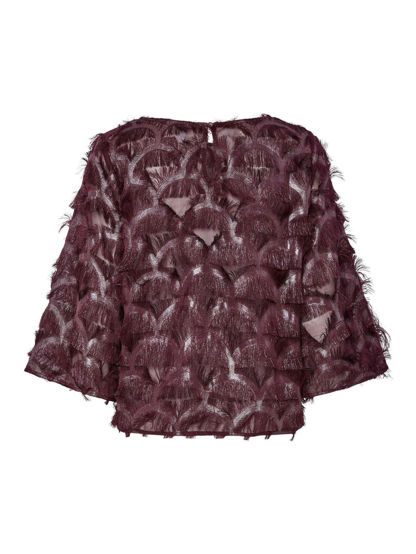 Dark purple lace top on a white background