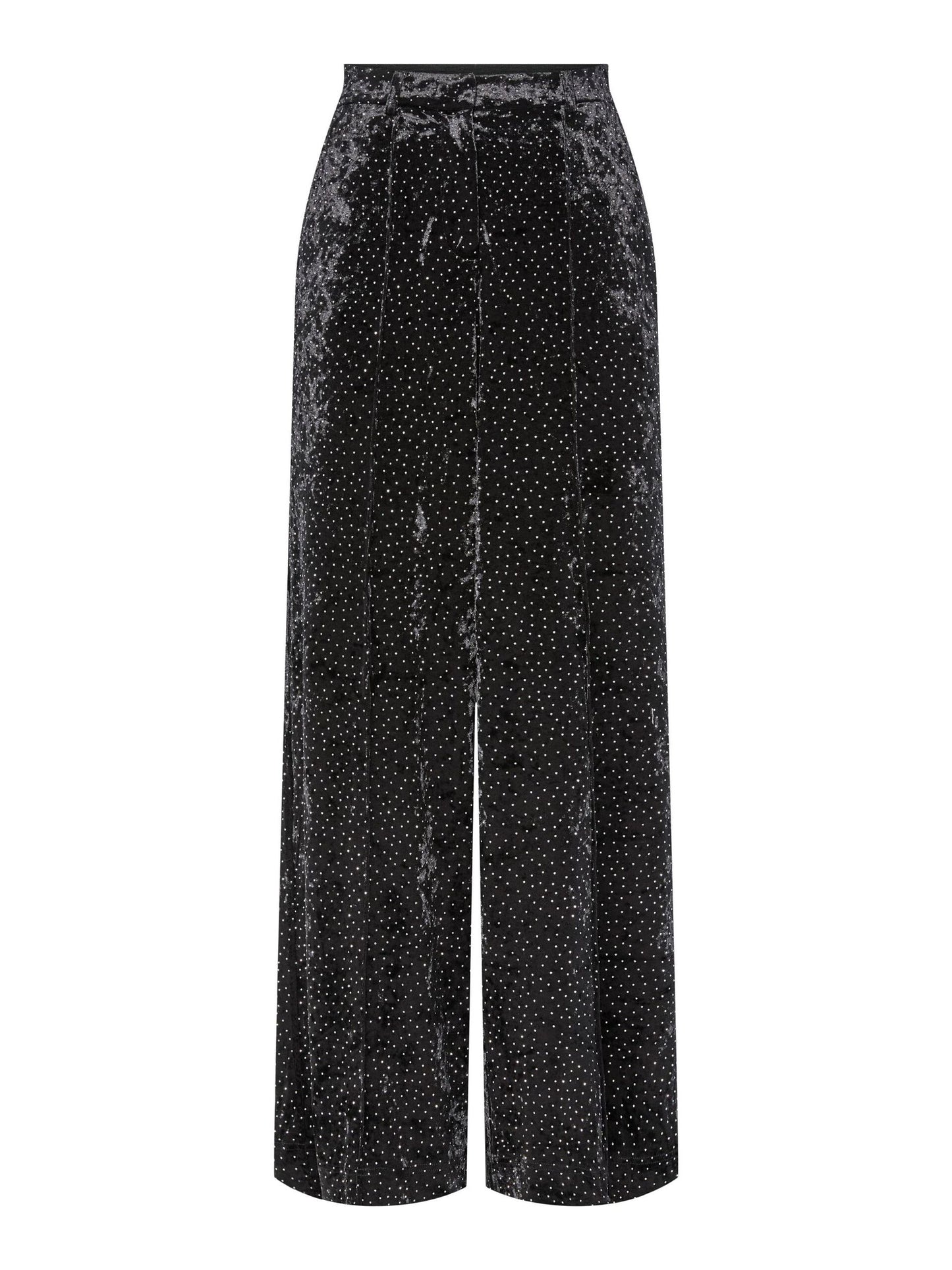 velvet trousers with rhinestones