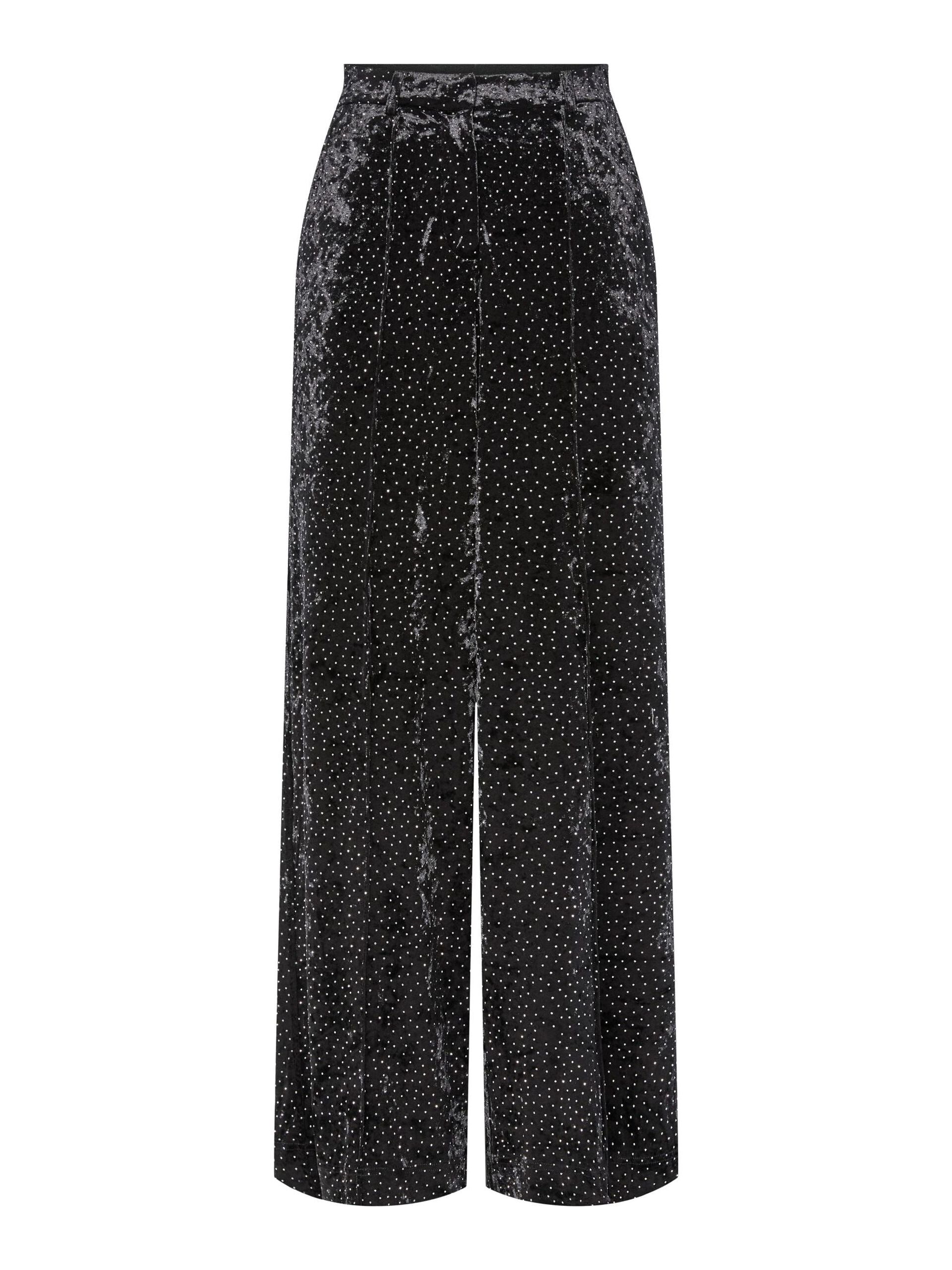 velvet trousers with rhinestones