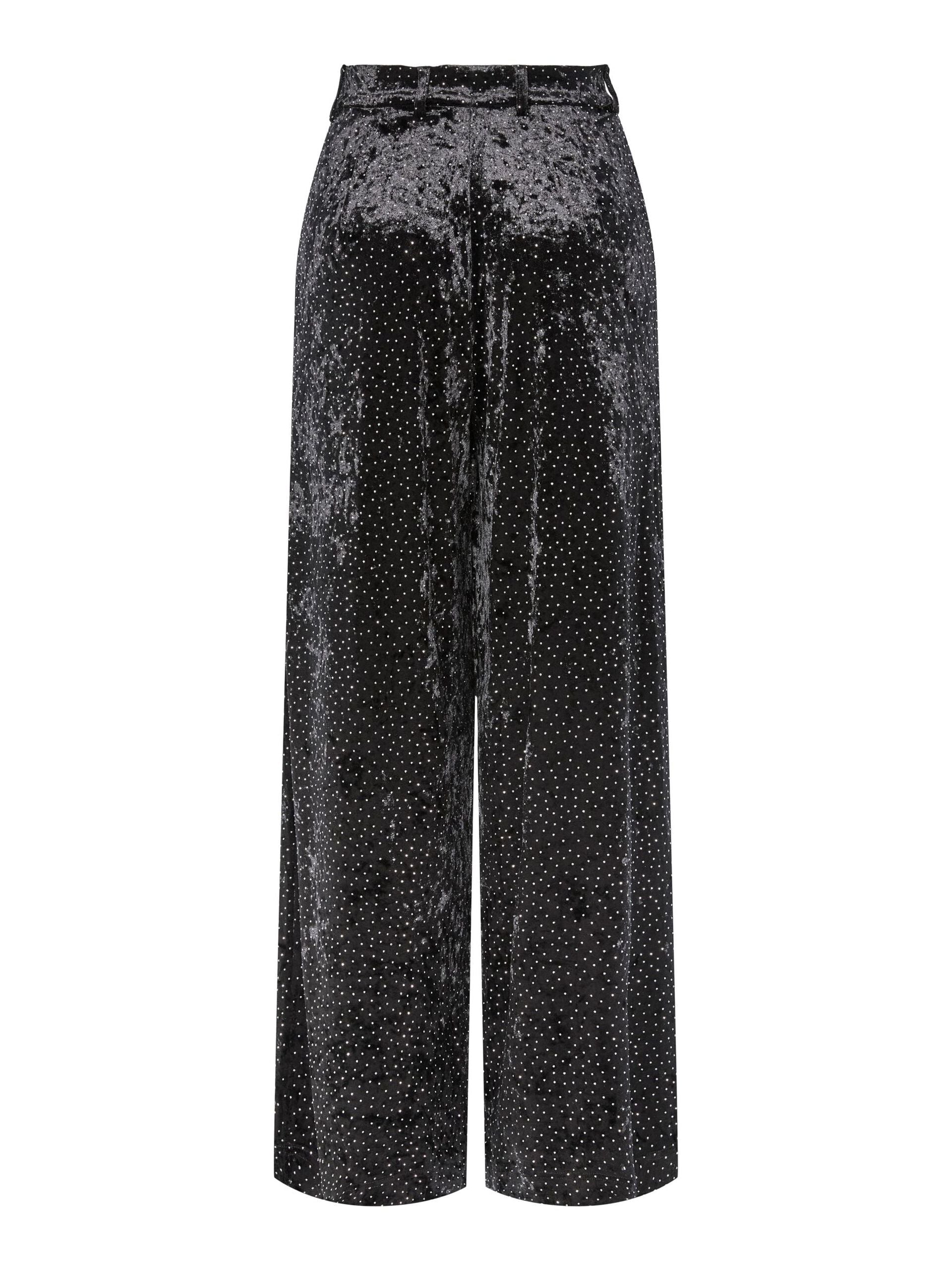 velvet trousers with rhinestones