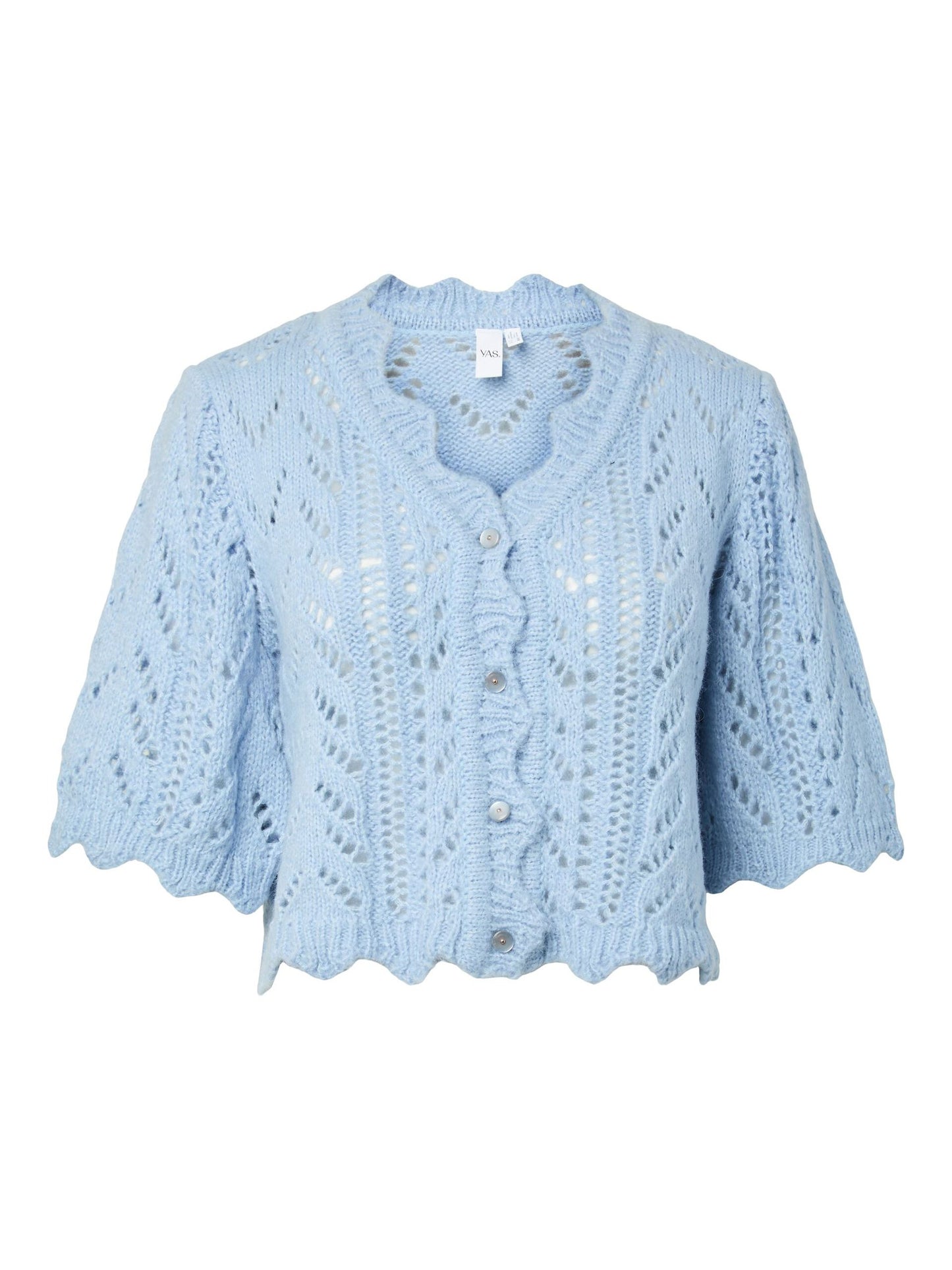 Light blue knitted cardigan on a white background