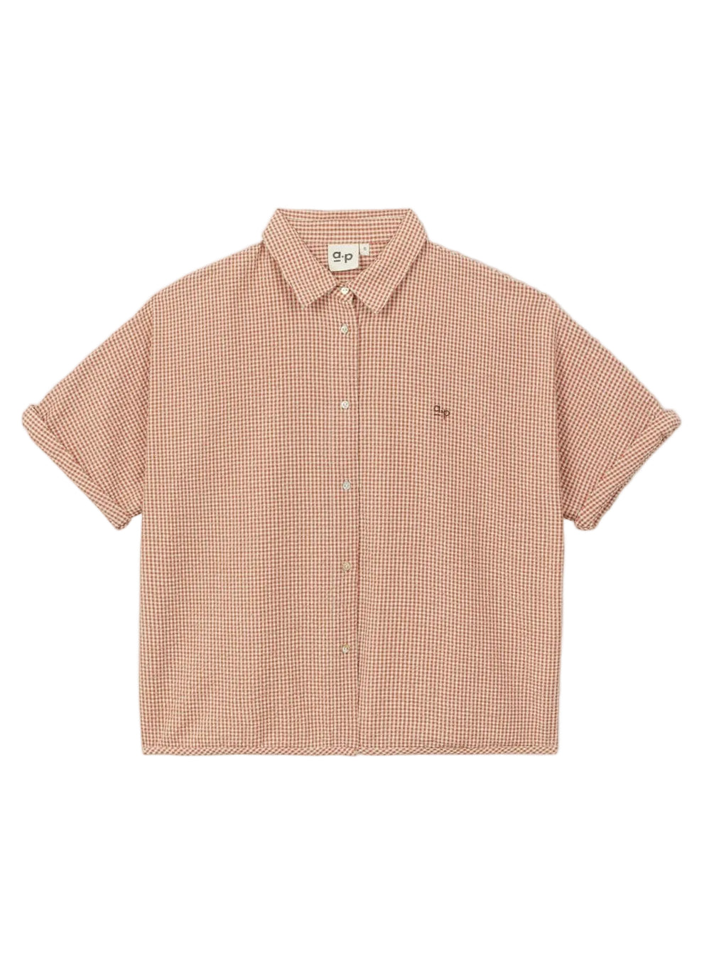 Brown checkered shirt on a white background
