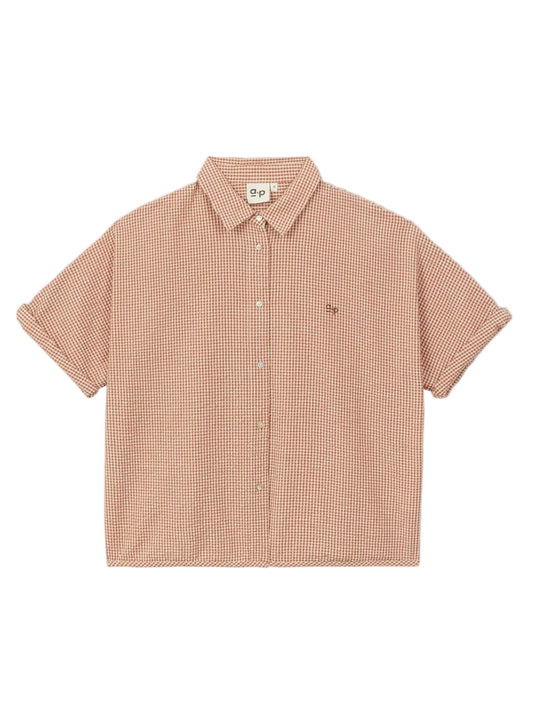 Brown checkered shirt on a white background