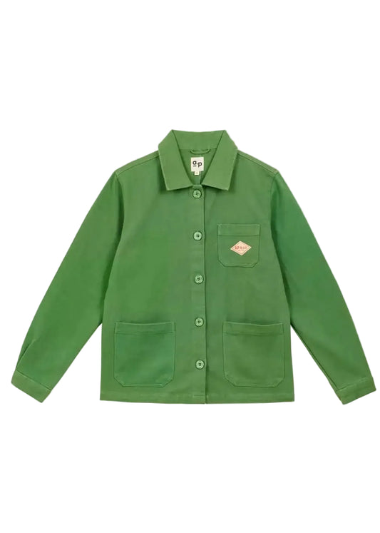Green jacket with a brand logo on a white background