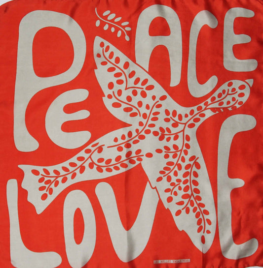 Peace and Love - Orange Silk Scarf