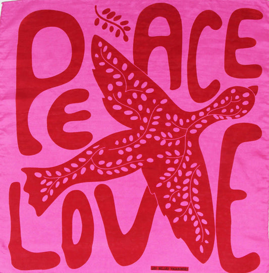 Peace and Love - fuchsia Silk Scarf