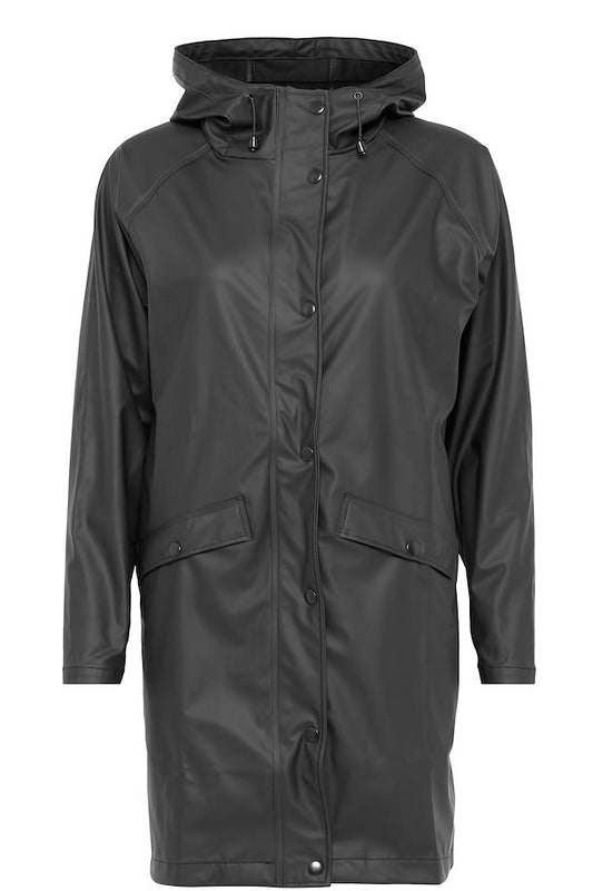 black raincoat with a white background