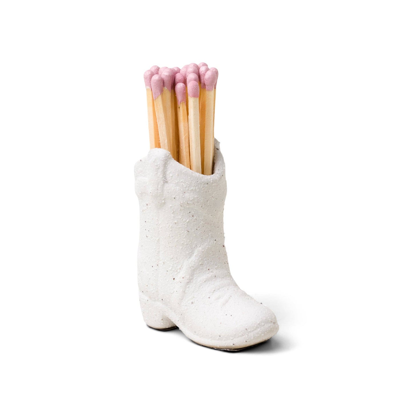 White boot with matches inside on a white background