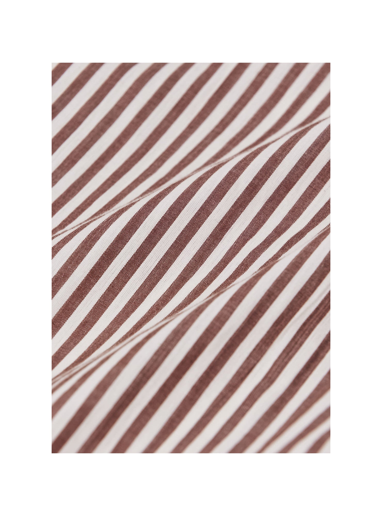 A close-up of a striped textile pattern with alternating diagonal bands of warm brown and off-white, shown as a rectangular fabric swatch on a white background.