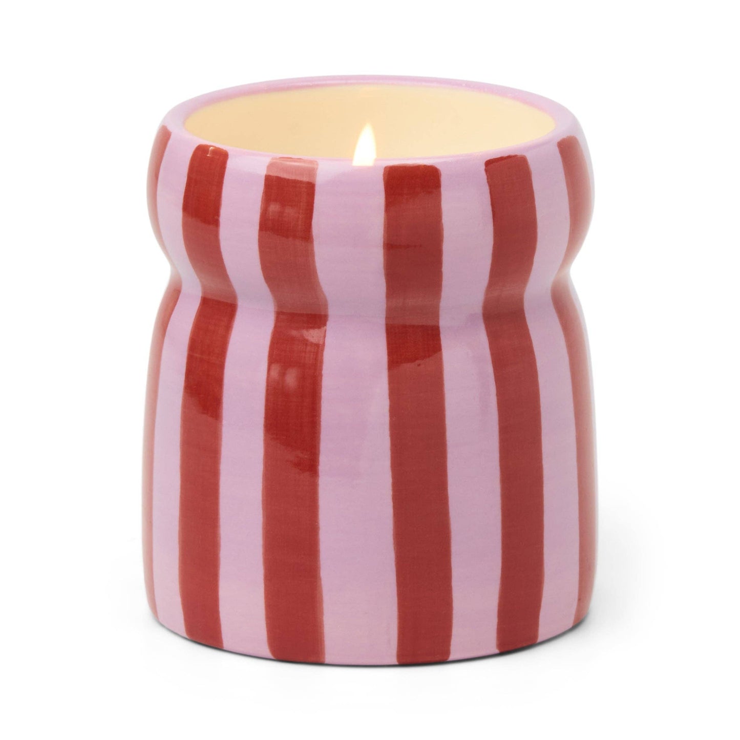 Striped Ceramic Candle - Pink Peppermint
