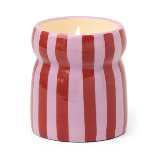 Striped Ceramic Candle - Pink Peppermint