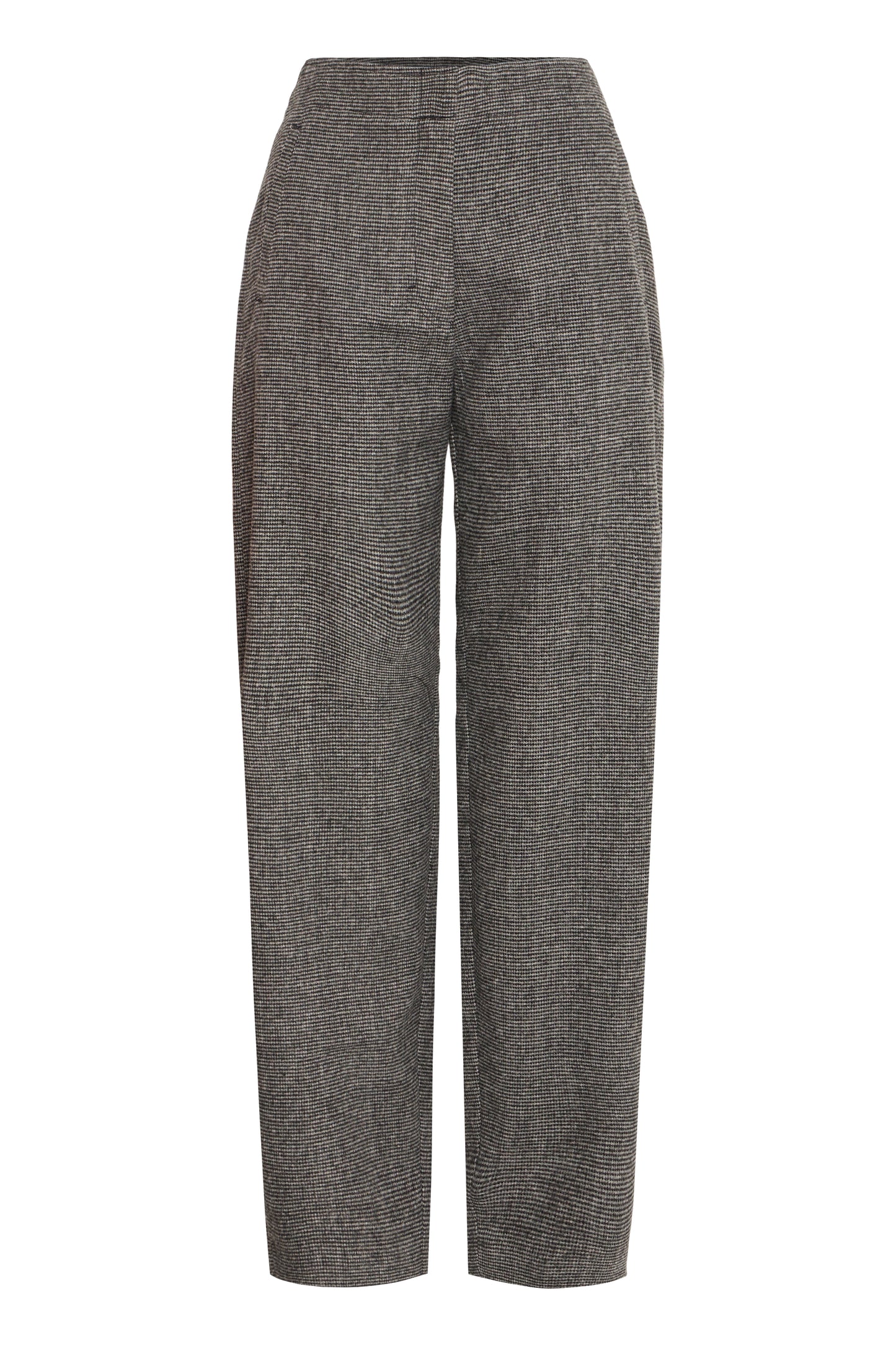 Gray textured pants on a white background