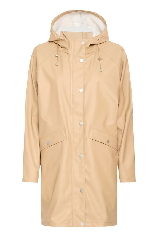 IhTazi Hooded Raincoat - Travertine