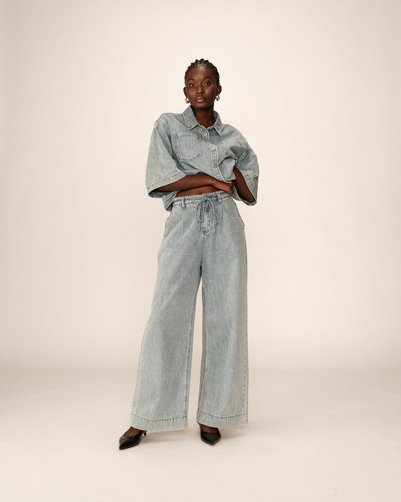 Pompon Trousers - Sky Blue