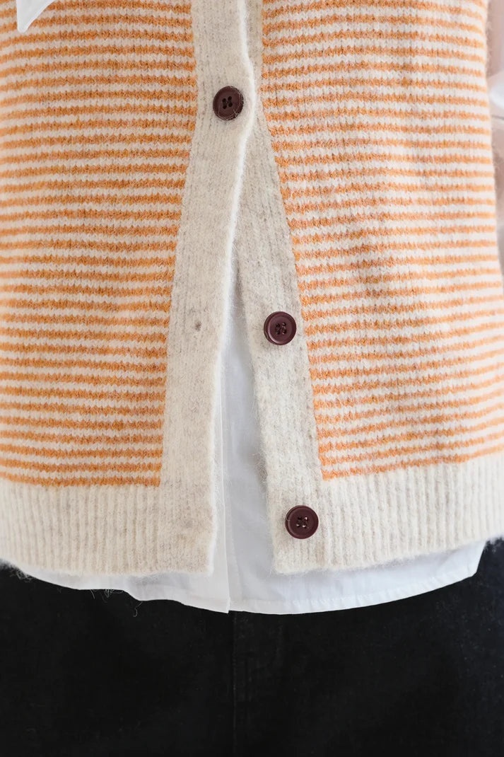 Knitted Vest - White/Orange