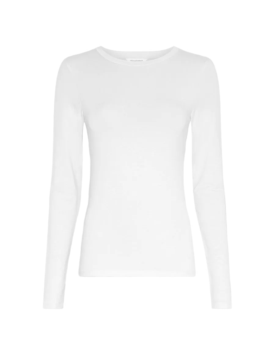 White long-sleeve shirt on a light gray background