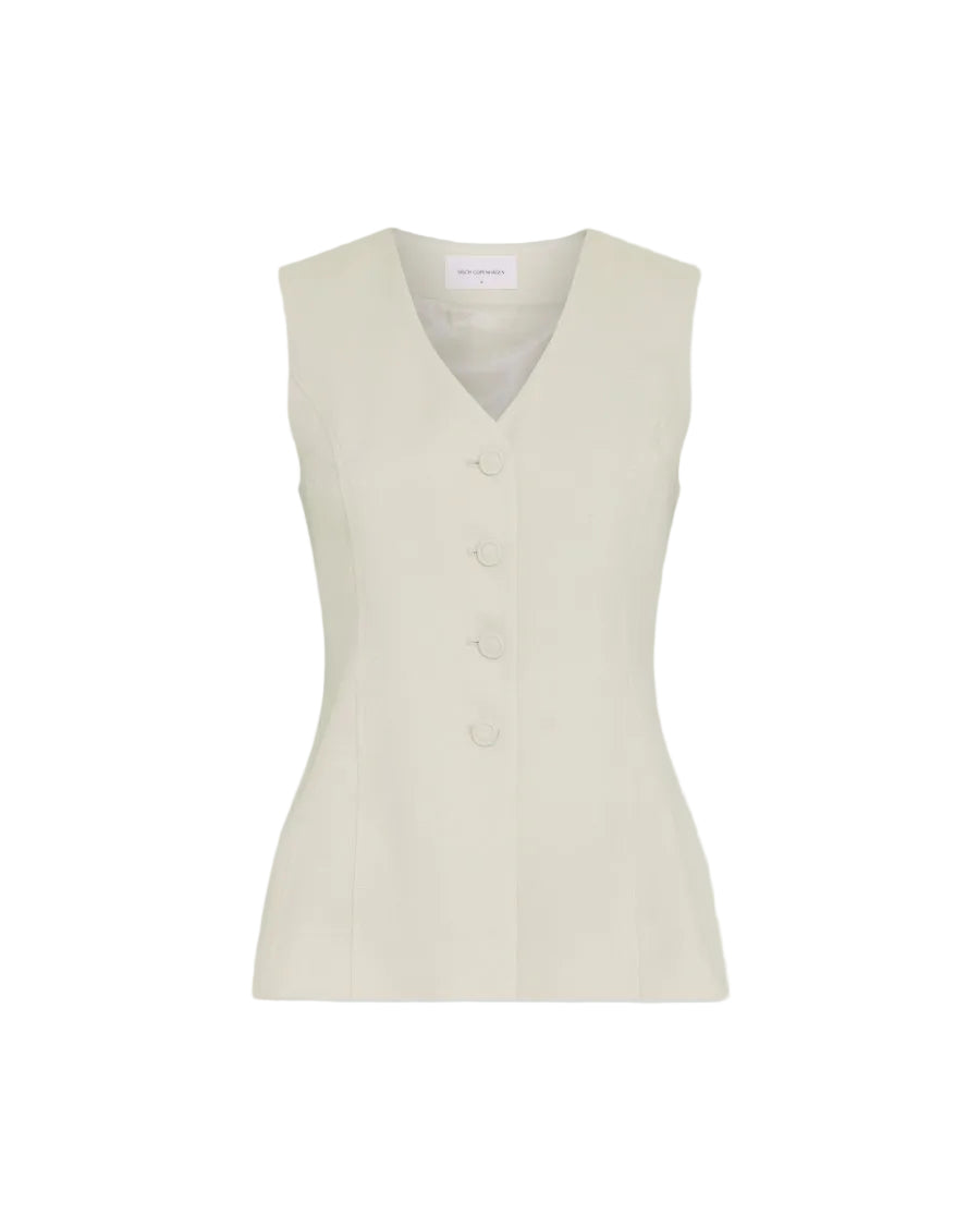 Cream-colored vest on a light gray background