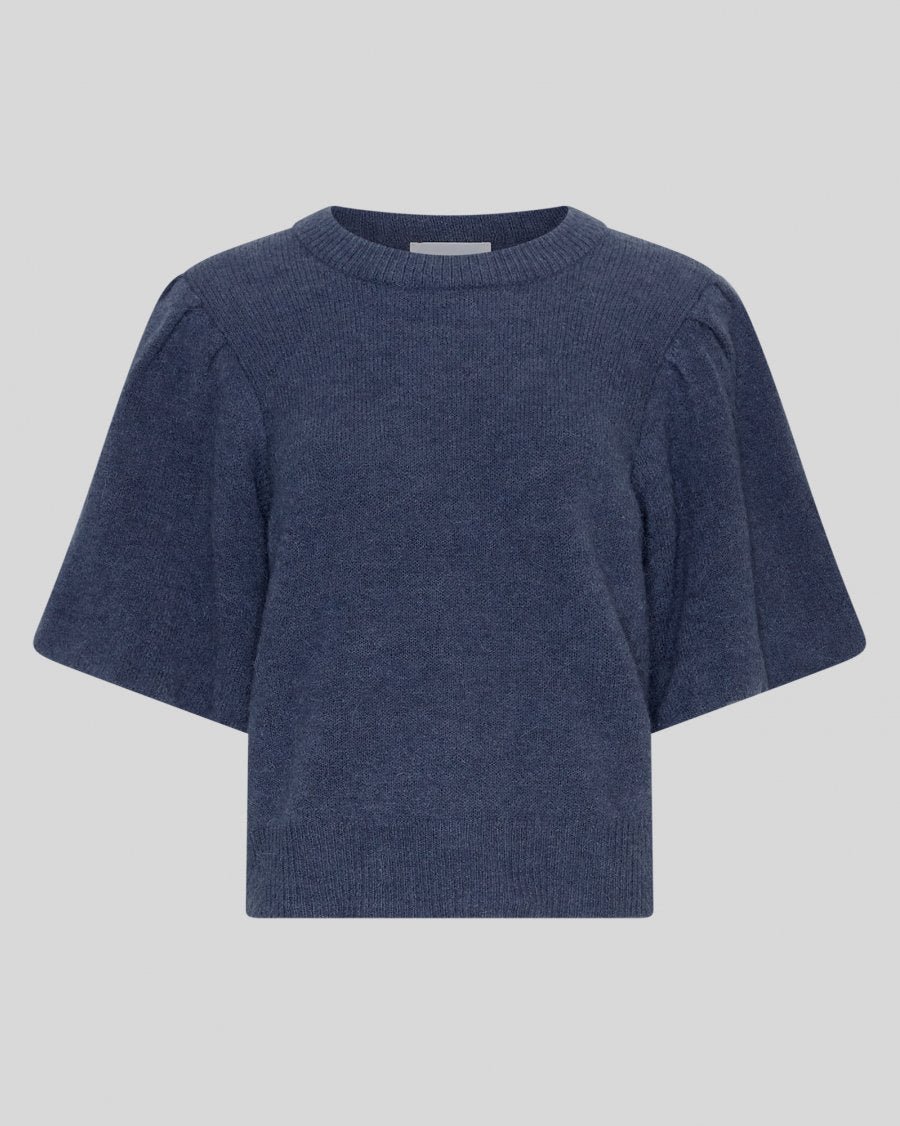 navy pullover on white background