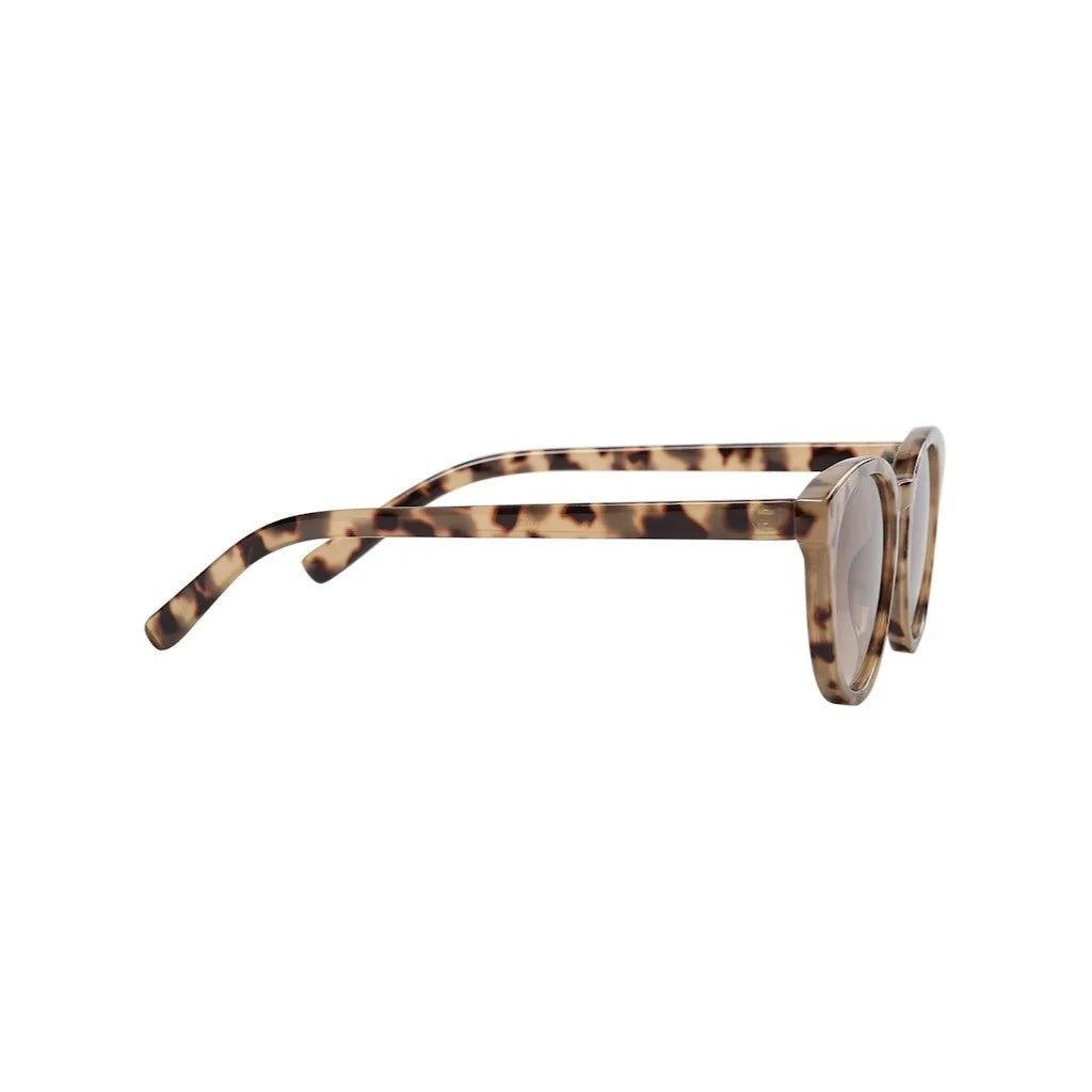 Sunglasses with tortoiseshell frame on a white background