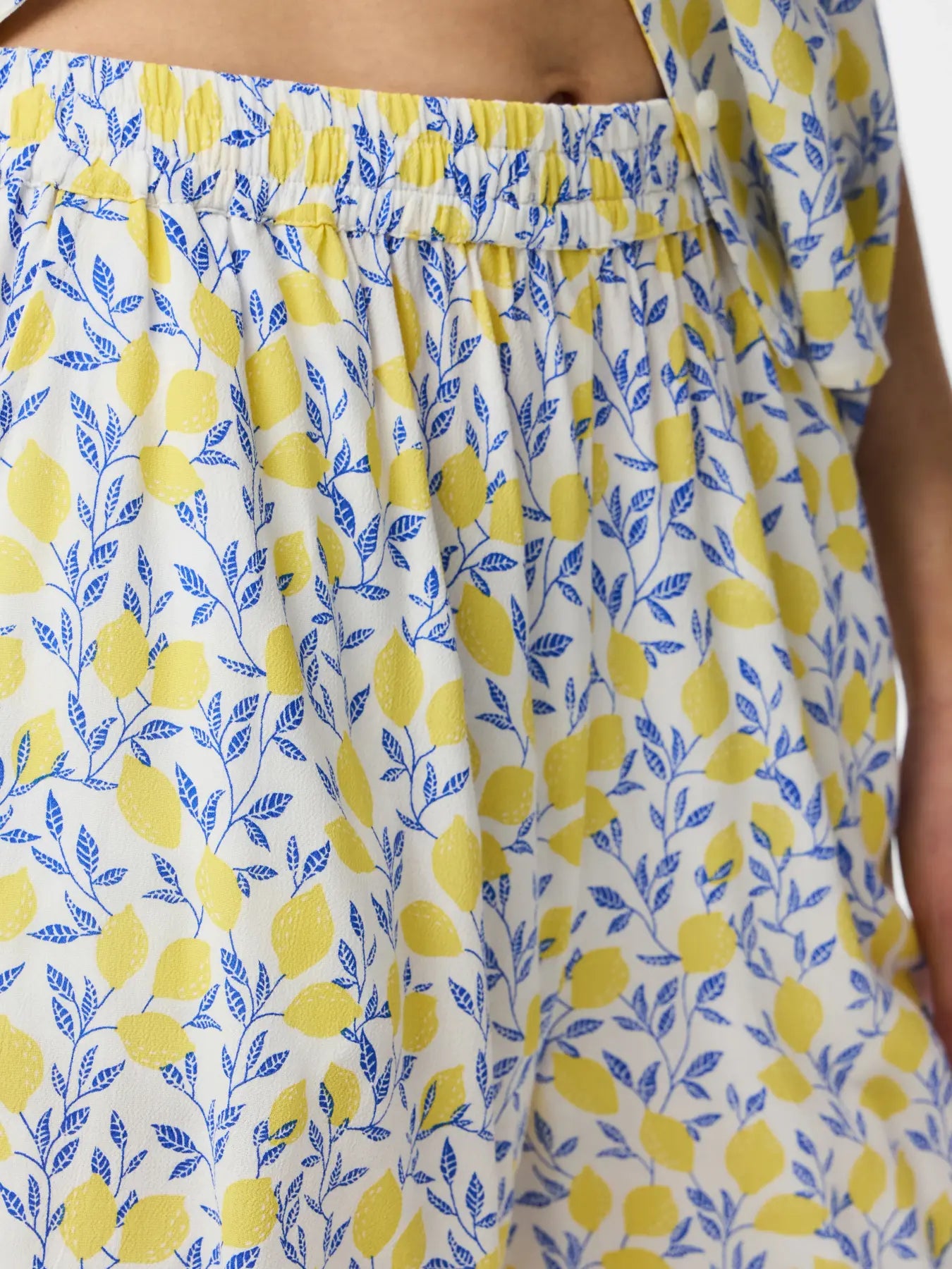 Yellow and blue patterned dress with lemon design