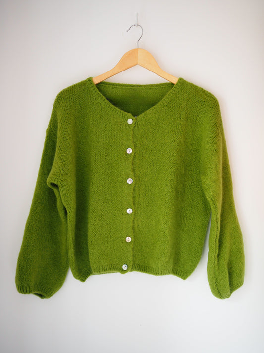 Long Sleeve Mohair Cardigan - Moss Green
