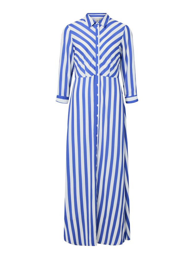 YASSavanna Long Shirt Dress - Dazzling Blue/White