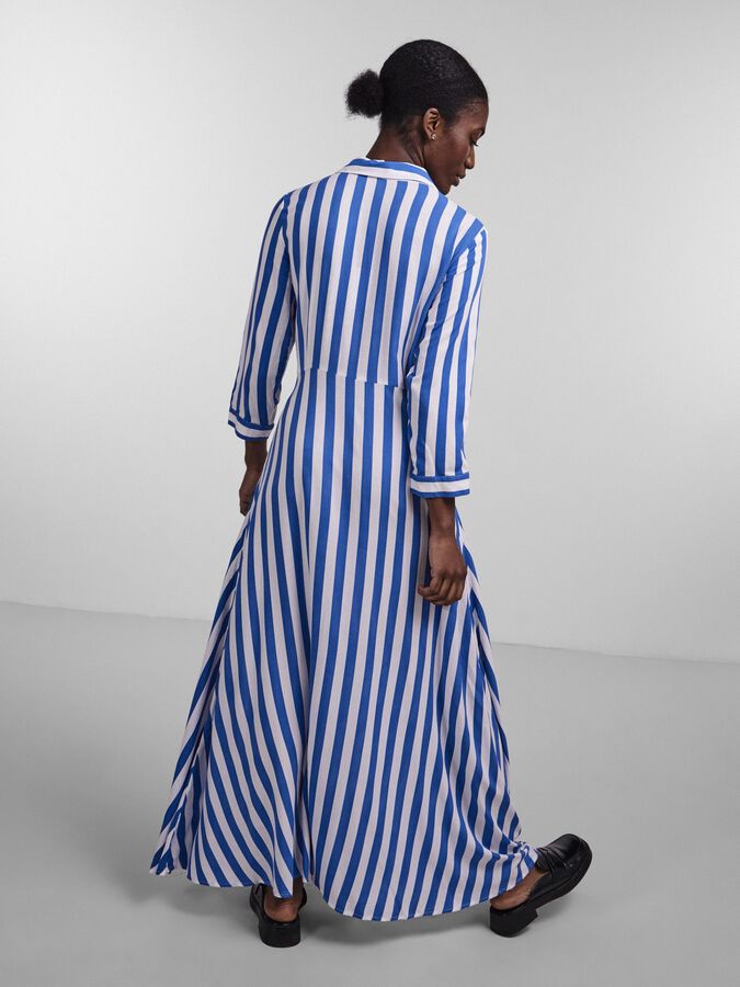YASSavanna Long Shirt Dress - Dazzling Blue/White