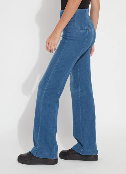 LYSSE Knit Denim Jeans - Mid Wash -Long flare