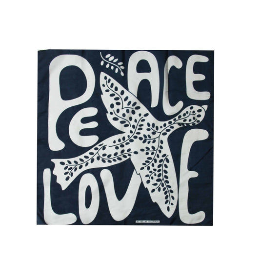 Peace and Love - Navy Silk Scarf
