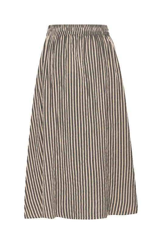 IAFoxa Black Striped Midi Skirt