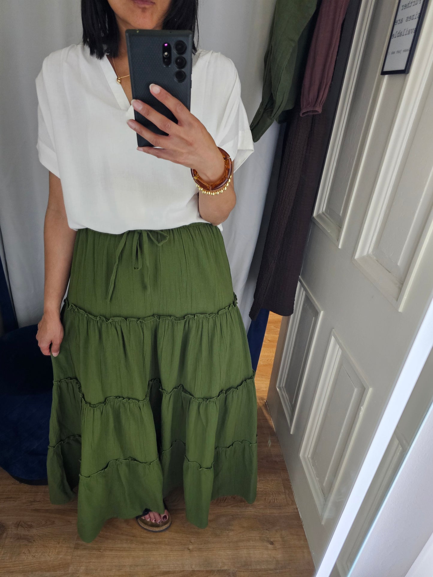 PCKiana Ankle Skirt - Chive