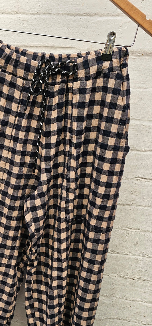 Gingham trousers - 2967 - Navy/Beige