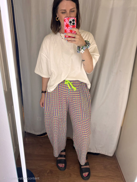 Gingham trousers - Pink/Lilac - 2967